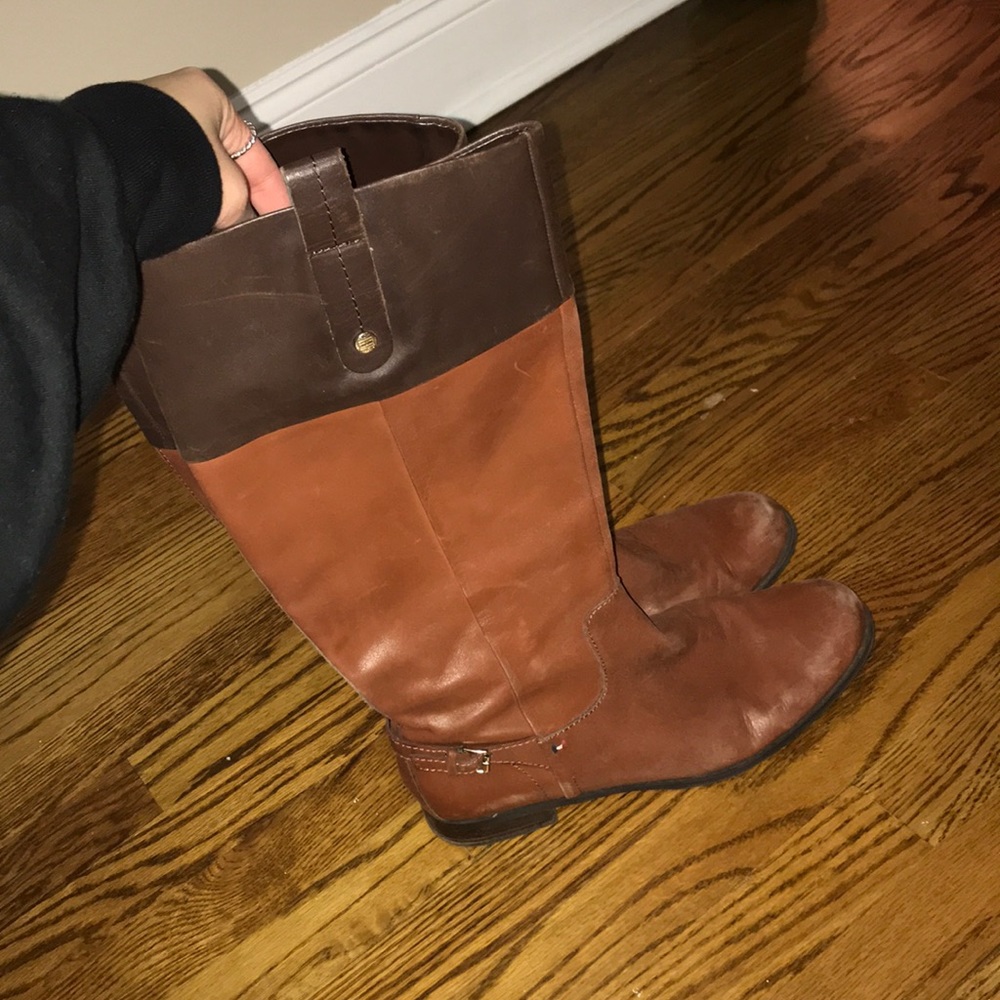 Brown two toned knee high boots